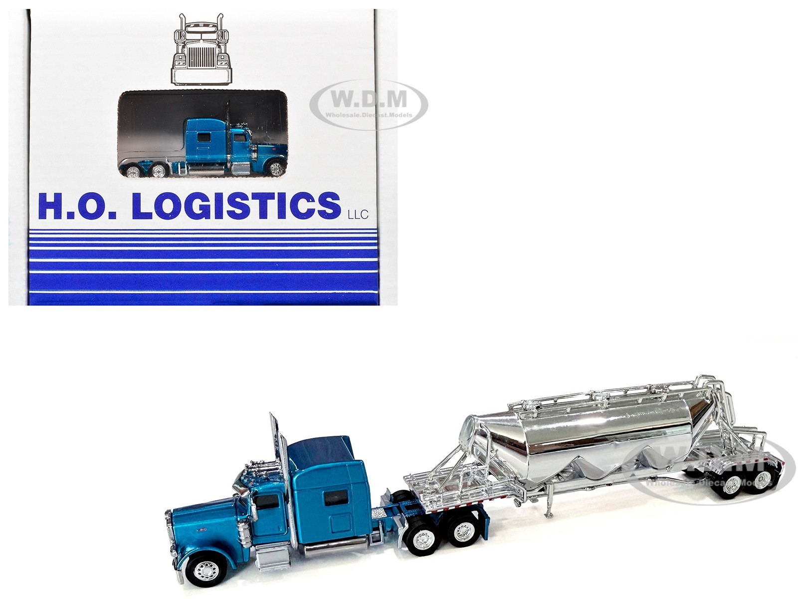 PETERBILT 389 TRUCK W/PNEUMATIC TANK TRAILER BLUE 1/87 HO LOGISTICS HL-38906-001