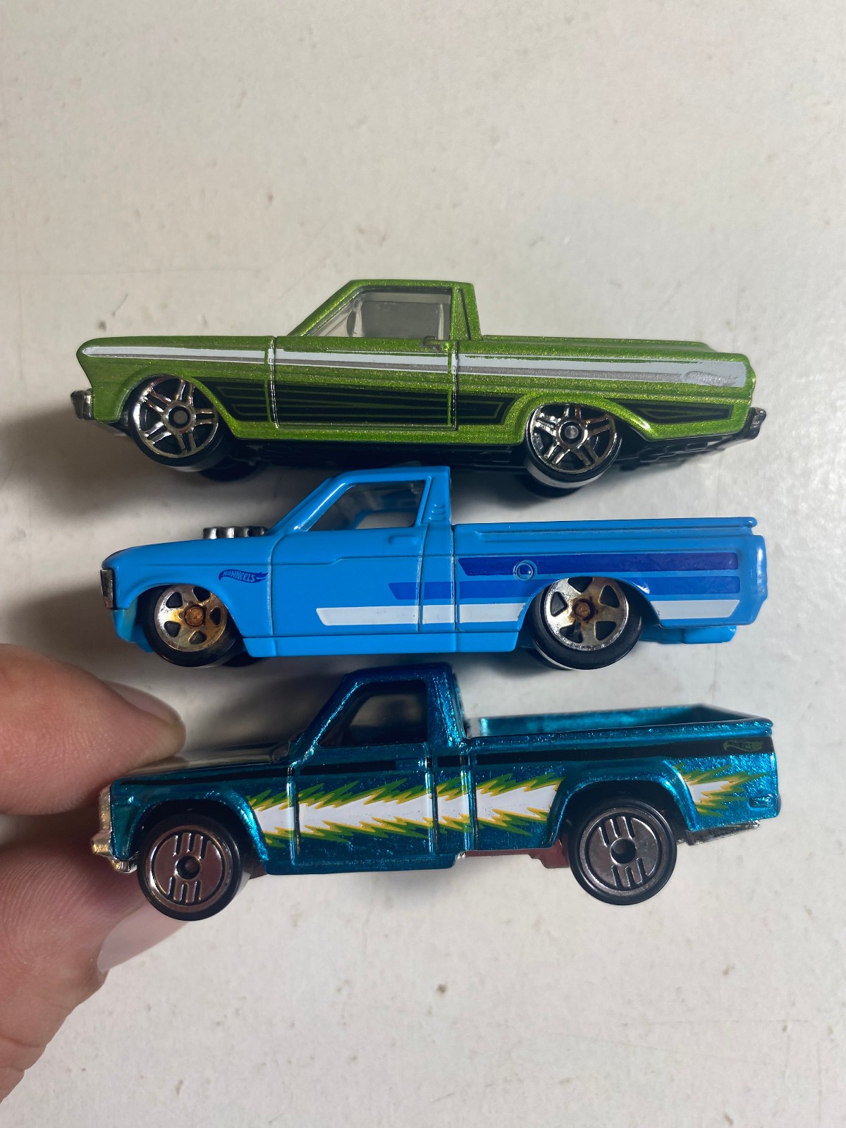 Hot Wheels 72 Chevy Custom LUV Mazda REPU DTX00 65 Ranchero Lot of 3 Loose 1/64