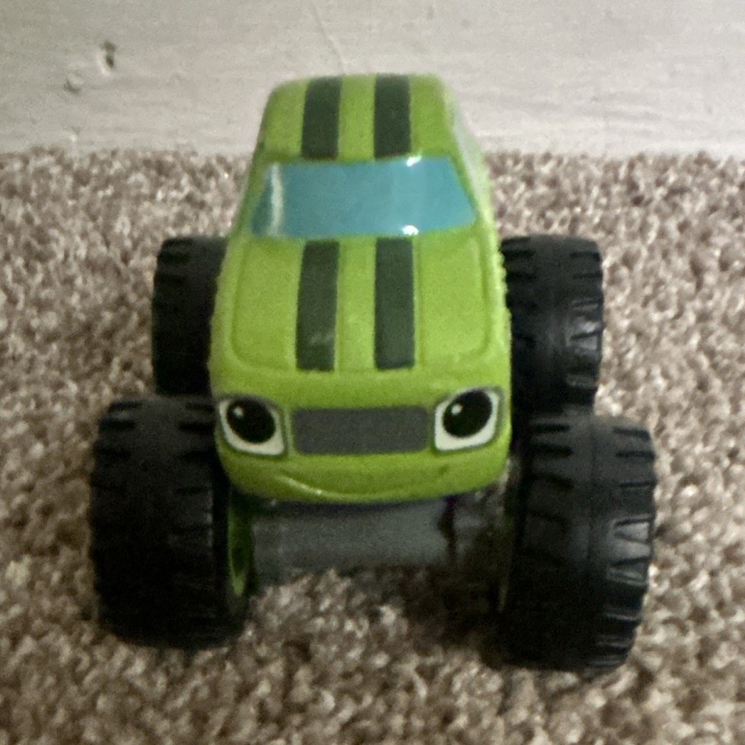 Spin Master Green & Black Monster Truck Toy Vehicle w/ Black Wheels & Stripes
