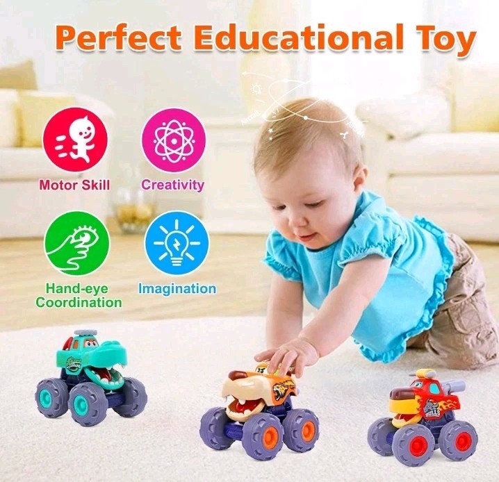 Monster Trucks Toys Gifts, for 1 2 3 Yr Old, Kids Fun, DMG Box/New Inside,