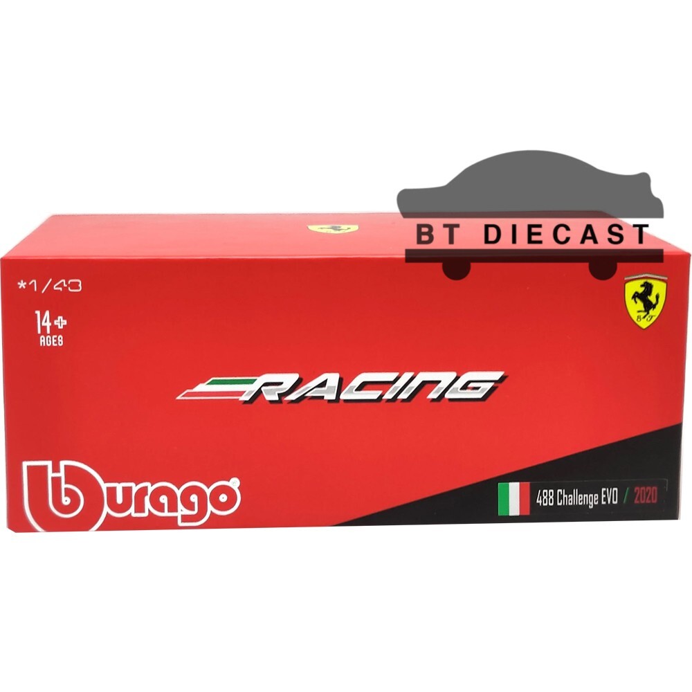 BBURAGO 2020 FERRARI RACING 488 CHALLENGE EVO 1/43 DIECAST MODEL CAR RED 36309