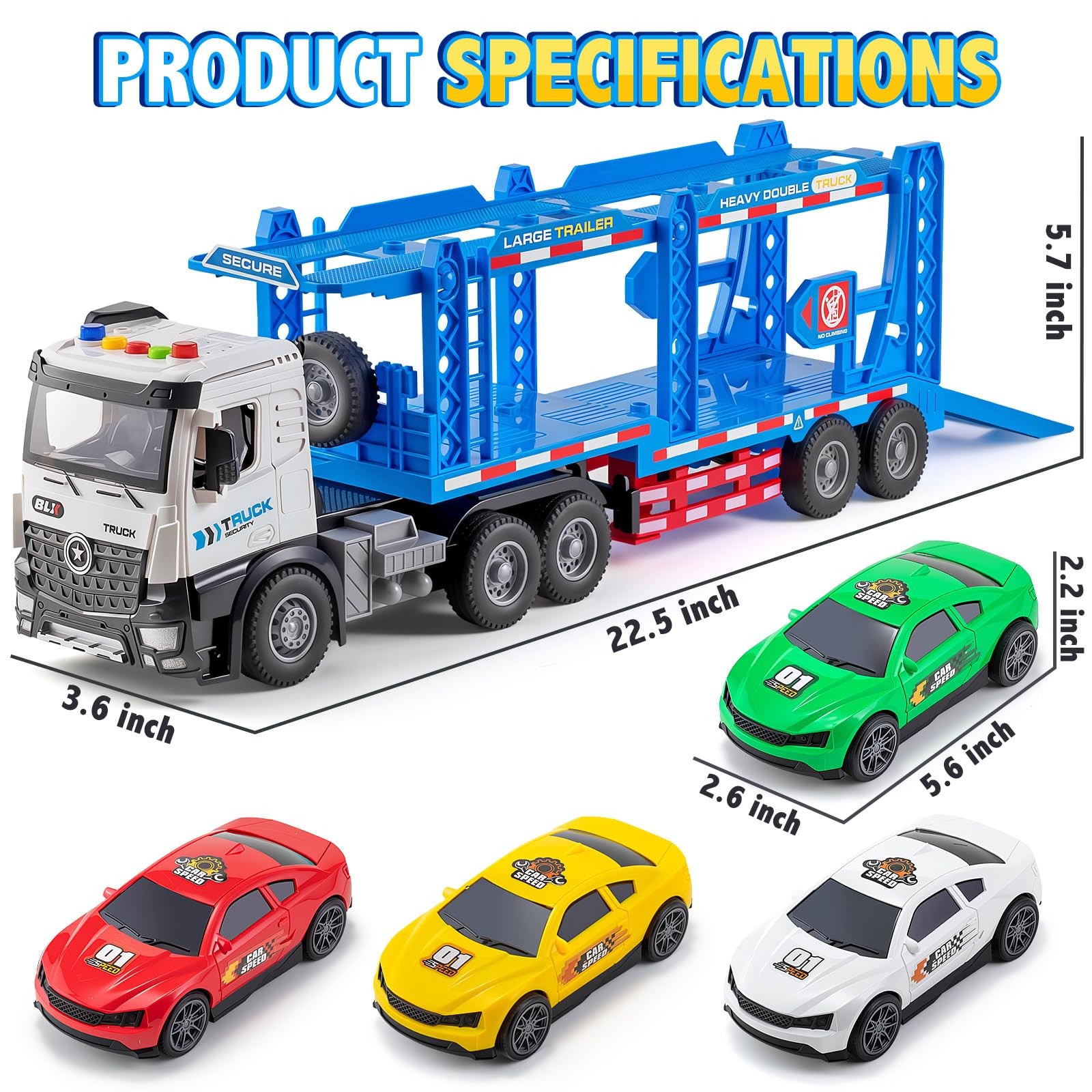 WEMOKA Car Carrier Truck Toy for Kids, Age 3 4 5 6+ Years Old