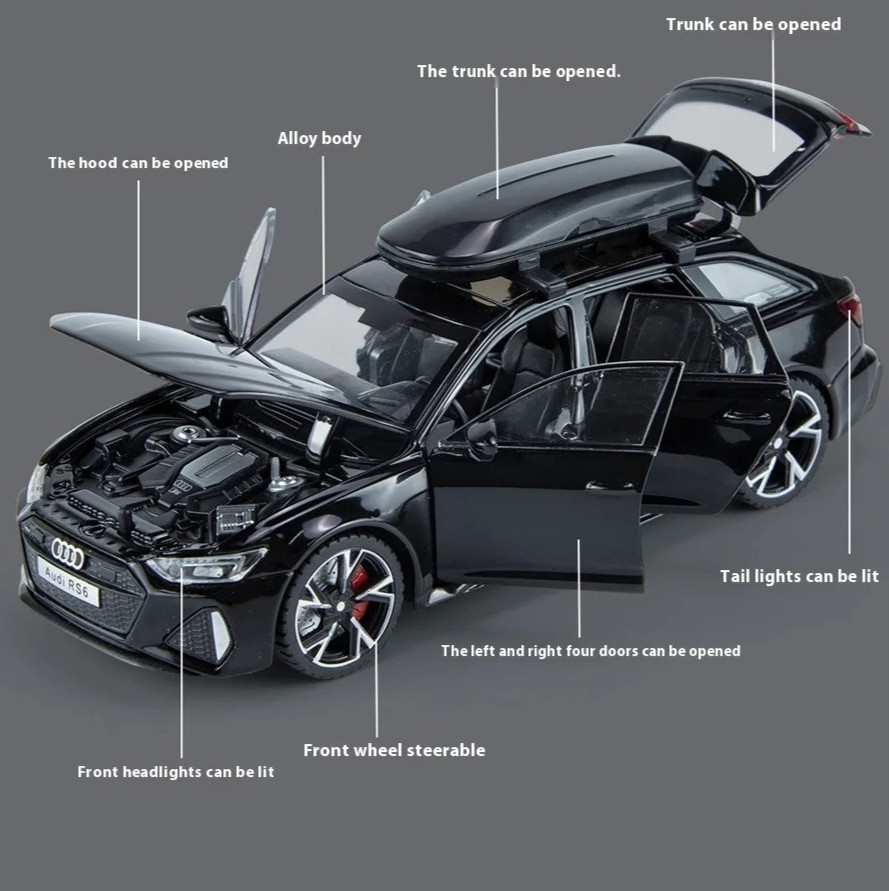 1:32 Diecast Model for Audi RS6 Avant Vehicle Car Toy Sound & Light Toy Gift NEW