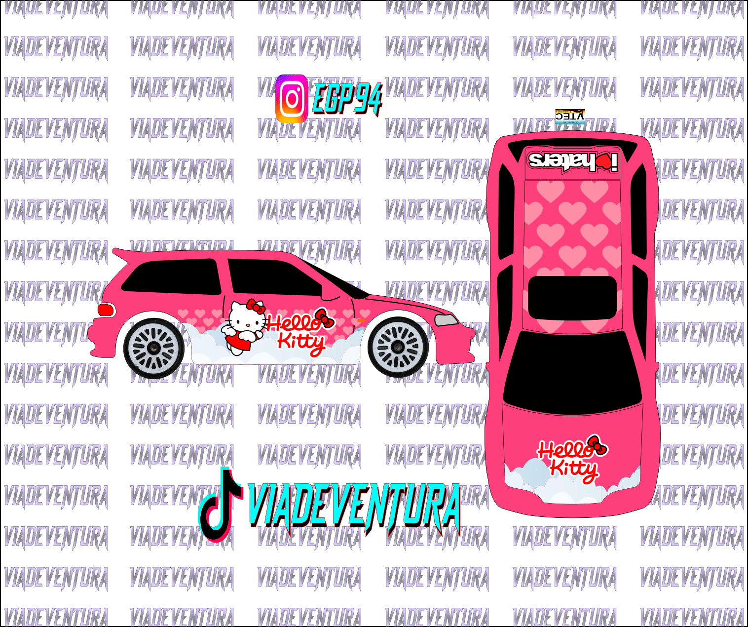 Hello Kitty 1/64 EF Civic WHITE TONER Universal WaterSlide Decal for Hot