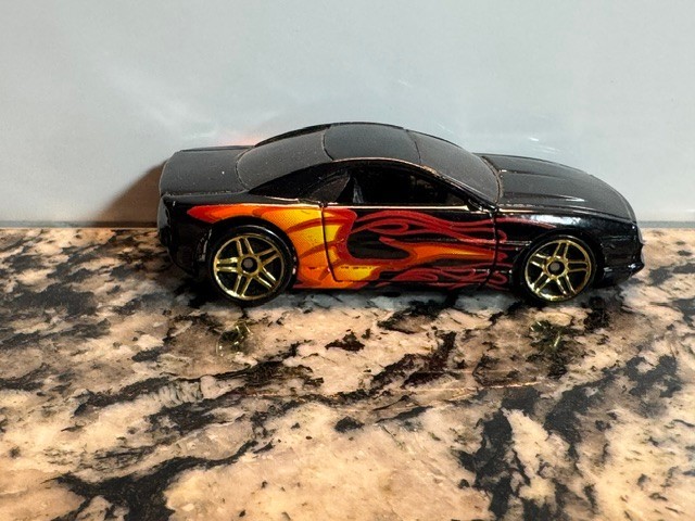 2000 Custom COUGAR (Mercury) Hot Wheels black Muscle car ,with Diecast Flames