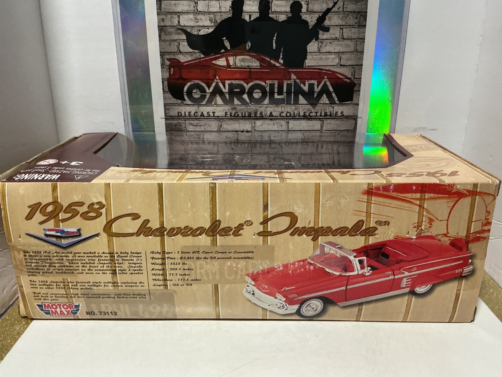 1:18 MOTORMAX 1958 CHEVROLET IMPALA SILVER / BRONZE