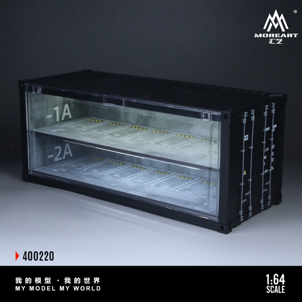 Diorama 1/64 Car Garage Model LED Lights Car Parking Lot Scene Model Display Box