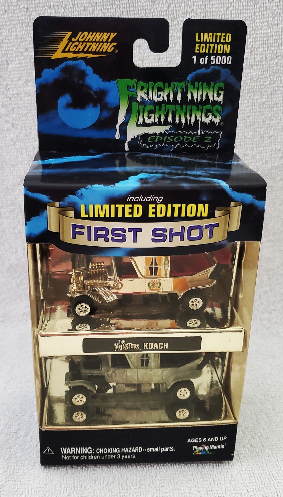 Johnny Lightning Frightning Lightnings First Shot Munsters Meat Wagon Chrome Raw