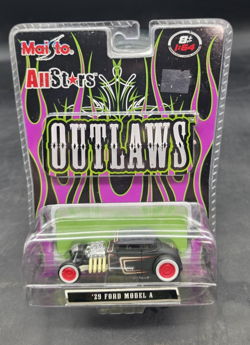 MAISTO ALL STARS OUTLAWS ‘29 FORD MODEL A MOC 1:64 Flat Black Rat Rod