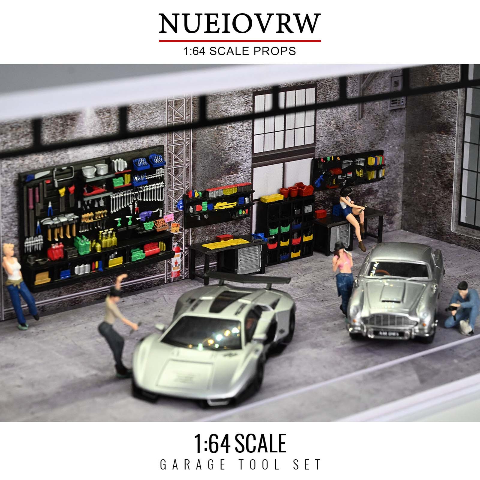 US Diorama 1/64 Car Garage Model Repair Workshop Tuning Scene Tools Accessories