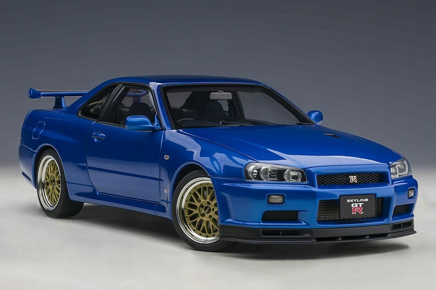 AUTOart 1/18 NISSAN SKYLINE GT-R R34 V SPEC II w BBS LM WHEELS JDM BAYSIDE BLUE