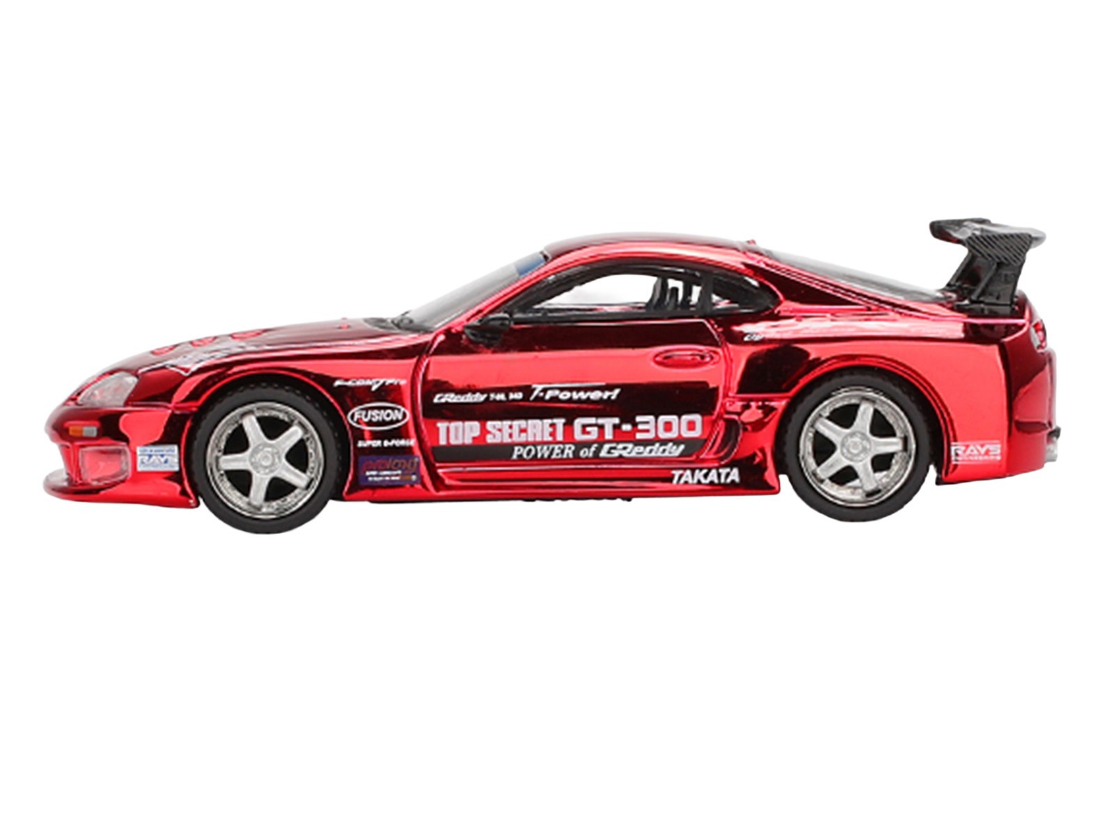 TOYOTA SUPRA (A80) TOP SECRET GT-300 RHD RED CHROME 1/64 BY MINI GT MGT01132