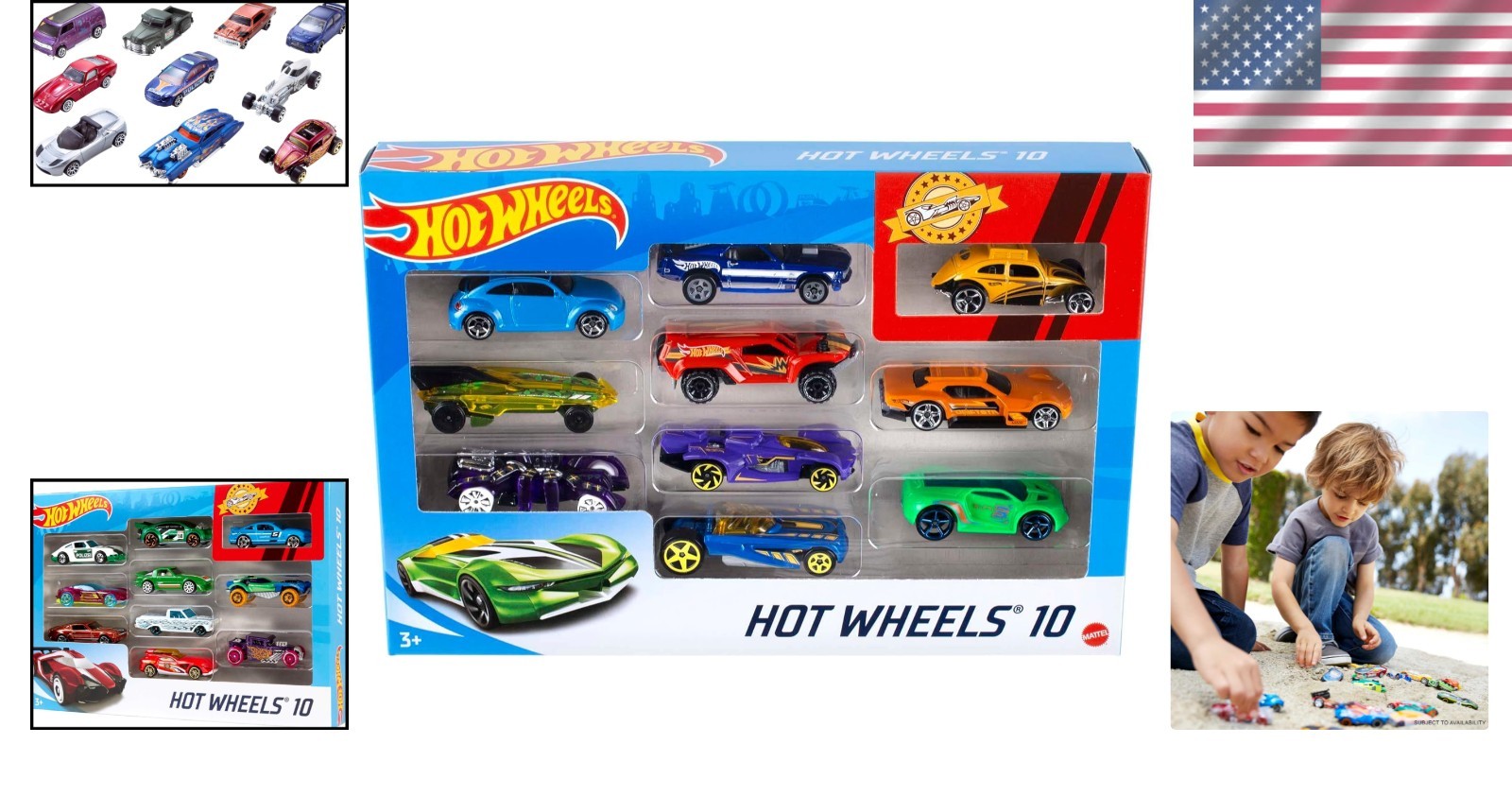Hot Wheels 10-Pack Metal Toy Cars 1:64 Scale Collectible Playset for Kids