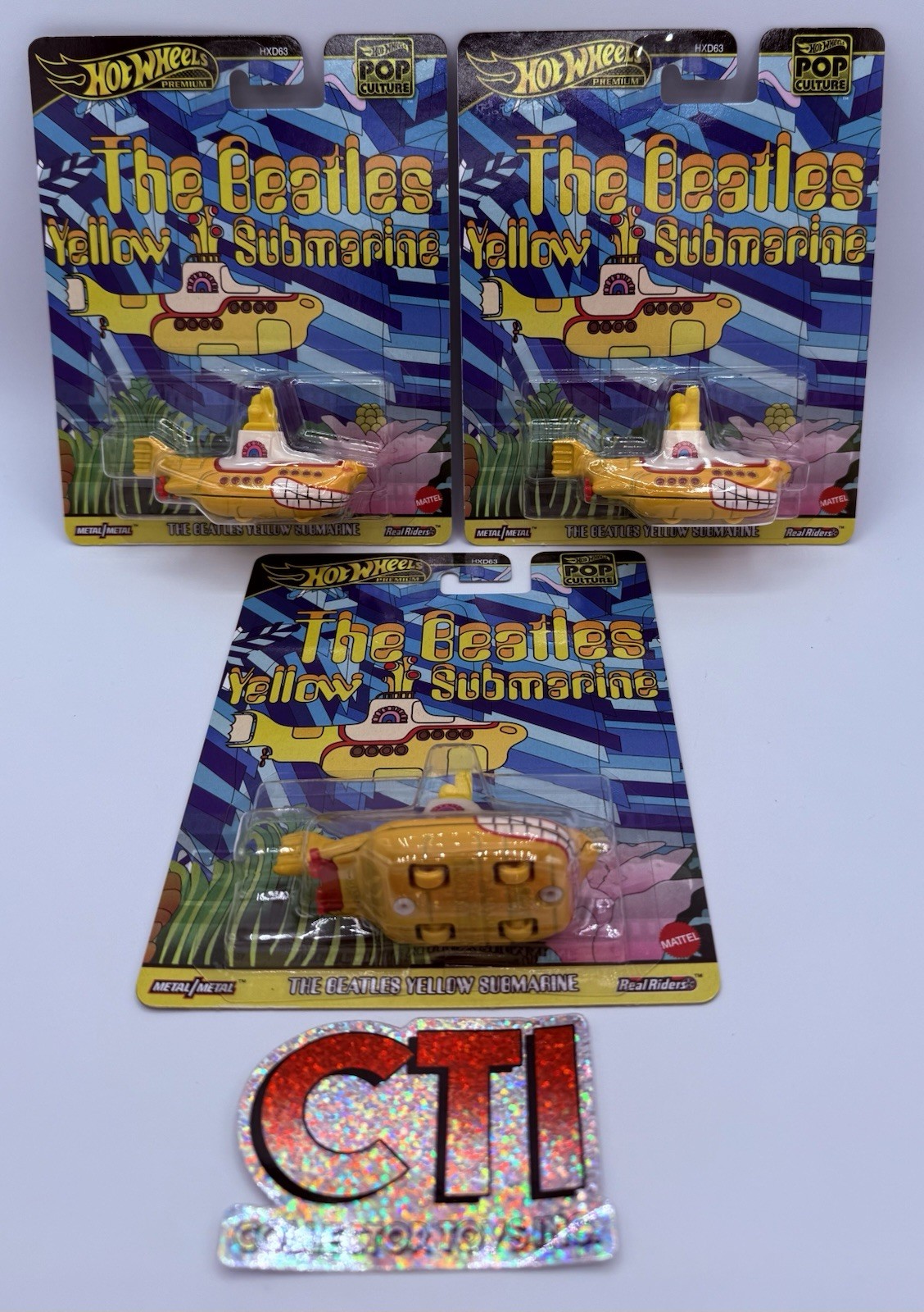 2025 HOT WHEELS PREMIUM – POP CULTURE – THE BEATLES YELLOW SUBMARINE – LOT OF 3