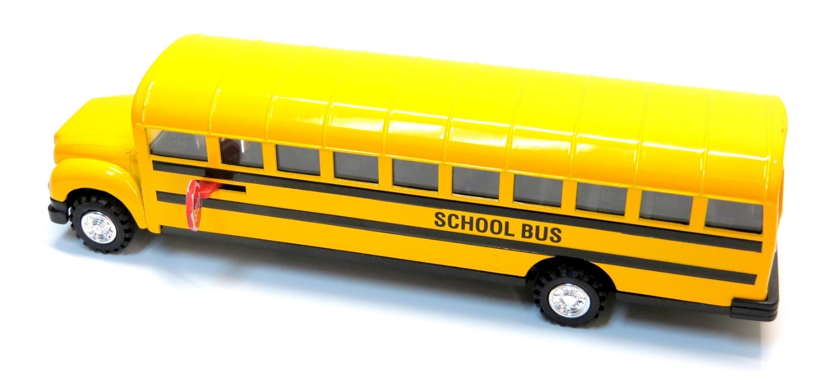 Large Diecast School Bus with Pullback Action, Stop Sign, and opening Doors