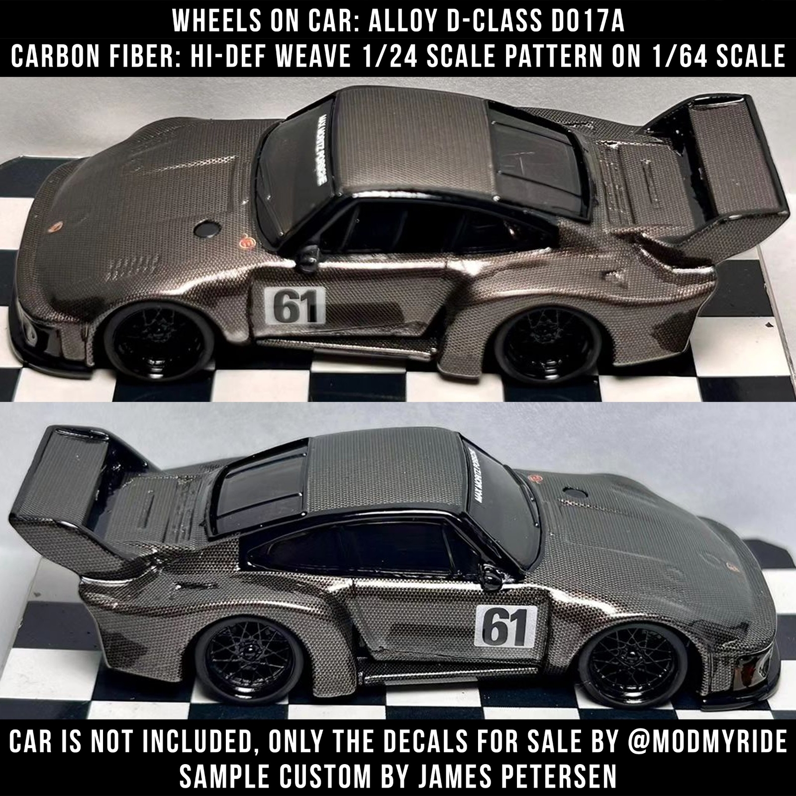 SCALE MOTORSPORT CARBON FIBER WaterSlide Decal 1/12 1/24 1/64 for Hot Wheelz