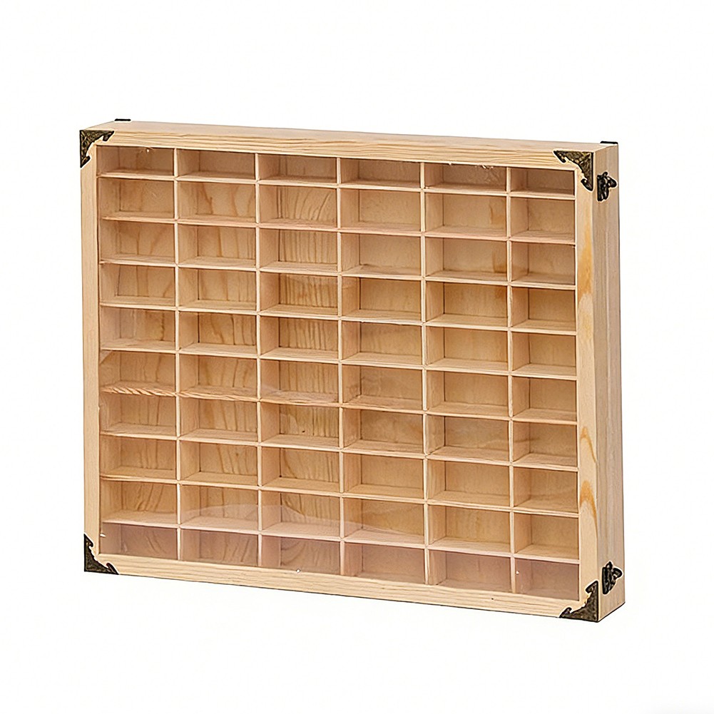 Wooden Display Case for 1/64 Scale Diecast Car Toy 40/60 Grid Storage Shelf