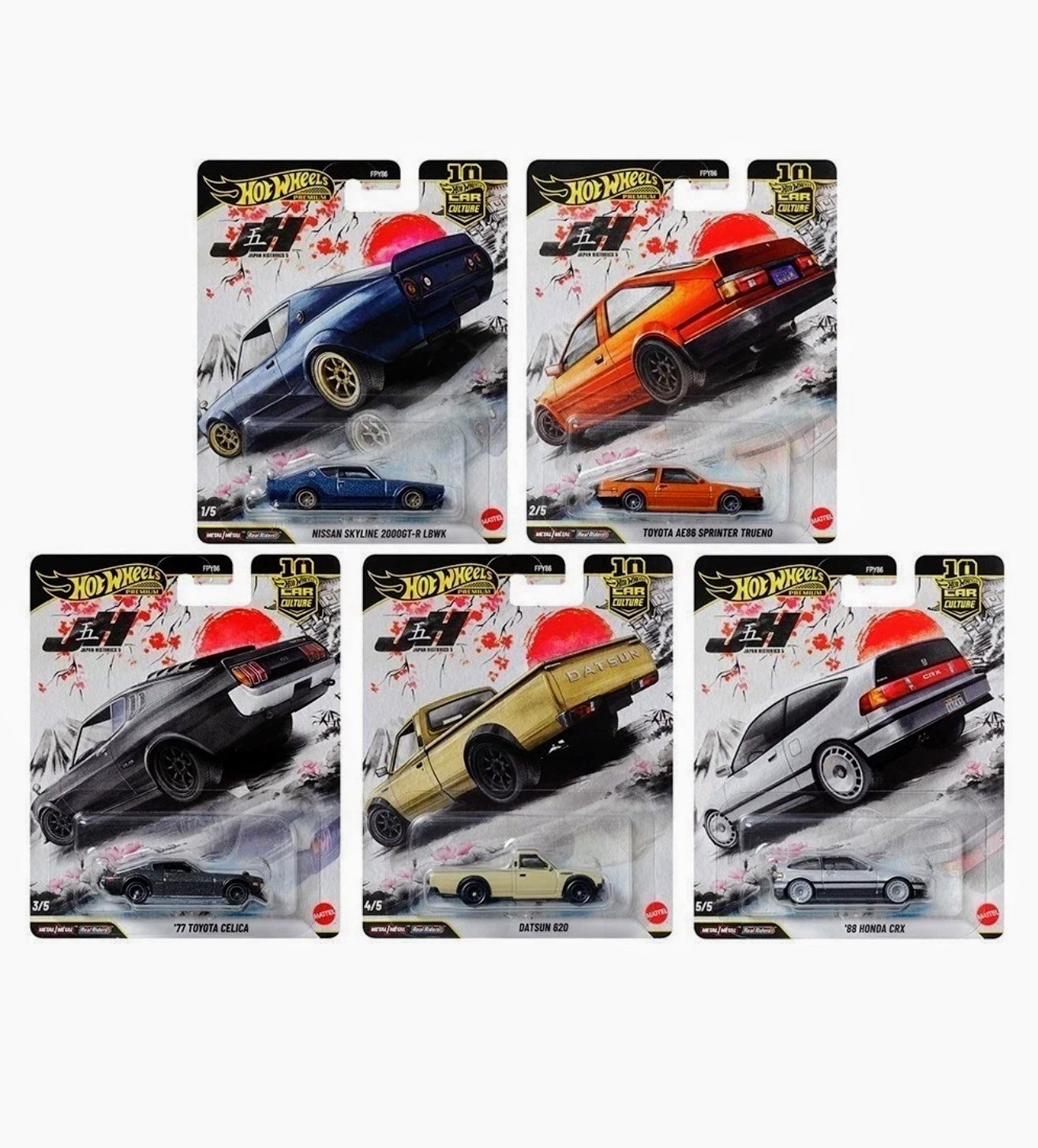 🔥Hot Wheels Japan Historics 5 1:64 Diecast Set 2023 Nissan Toyota Honda🔥
