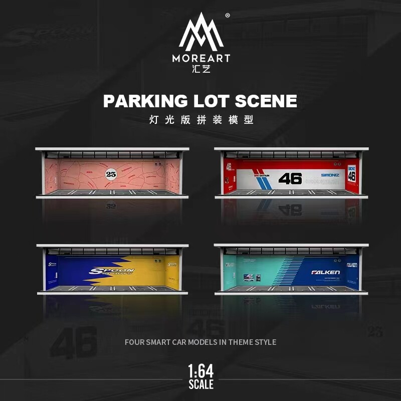 MoreArt 1:64 Assemble Diorama LED Lighting Model Car Station – 4 Versions