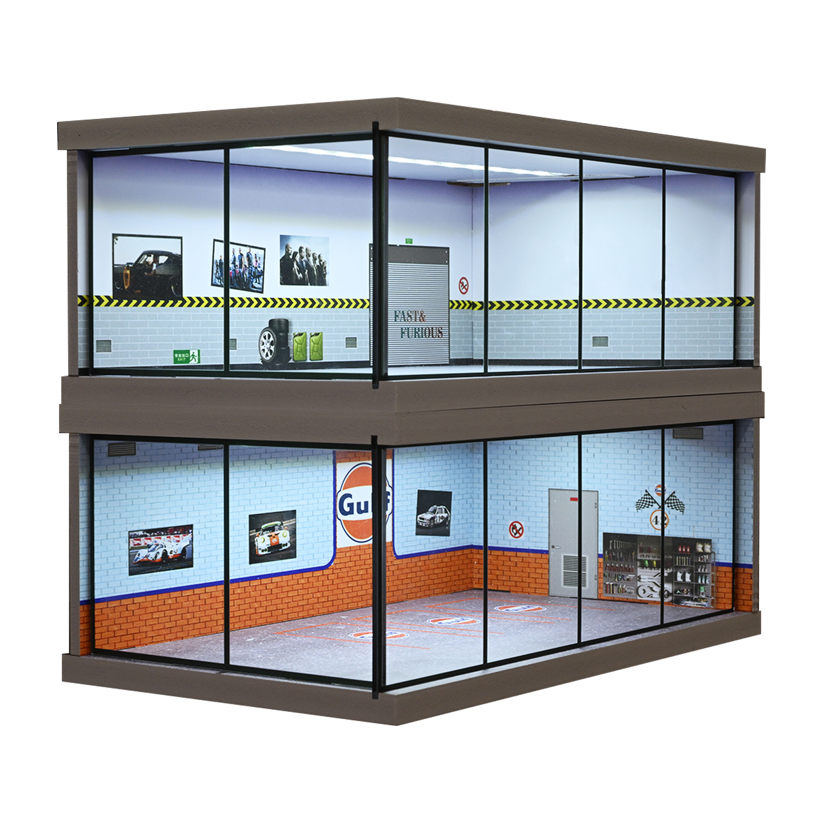 Diorama 1/64 Car Garage Model City LED Lighting Car Showroom Display Model Gifts