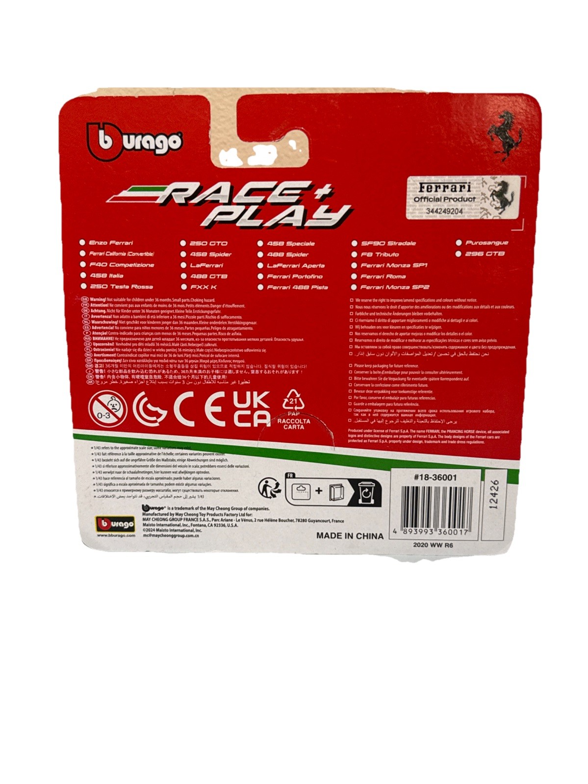 Burago 1/43 Scale Race & Play Series Red Enzo Ferrari