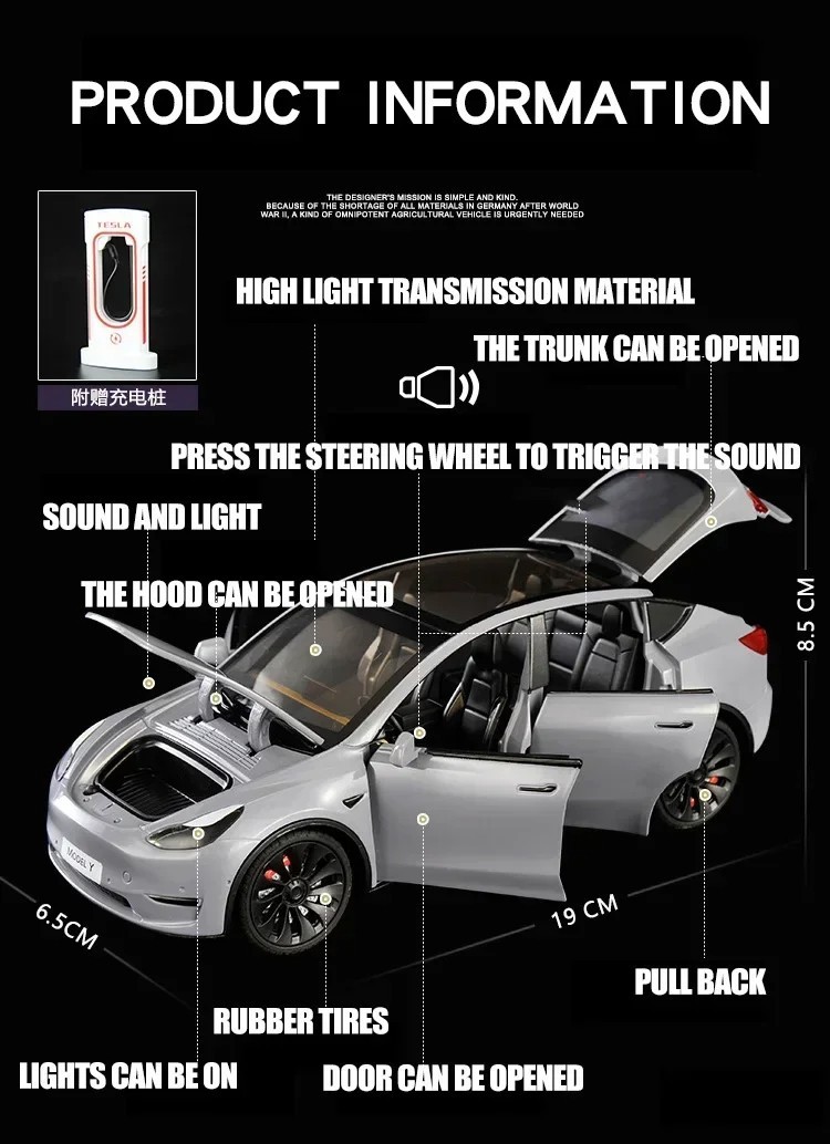 1:24 Tesla Model 3 Model Y Alloy Car Model Diecast Metal Toy Vehicles Car Model