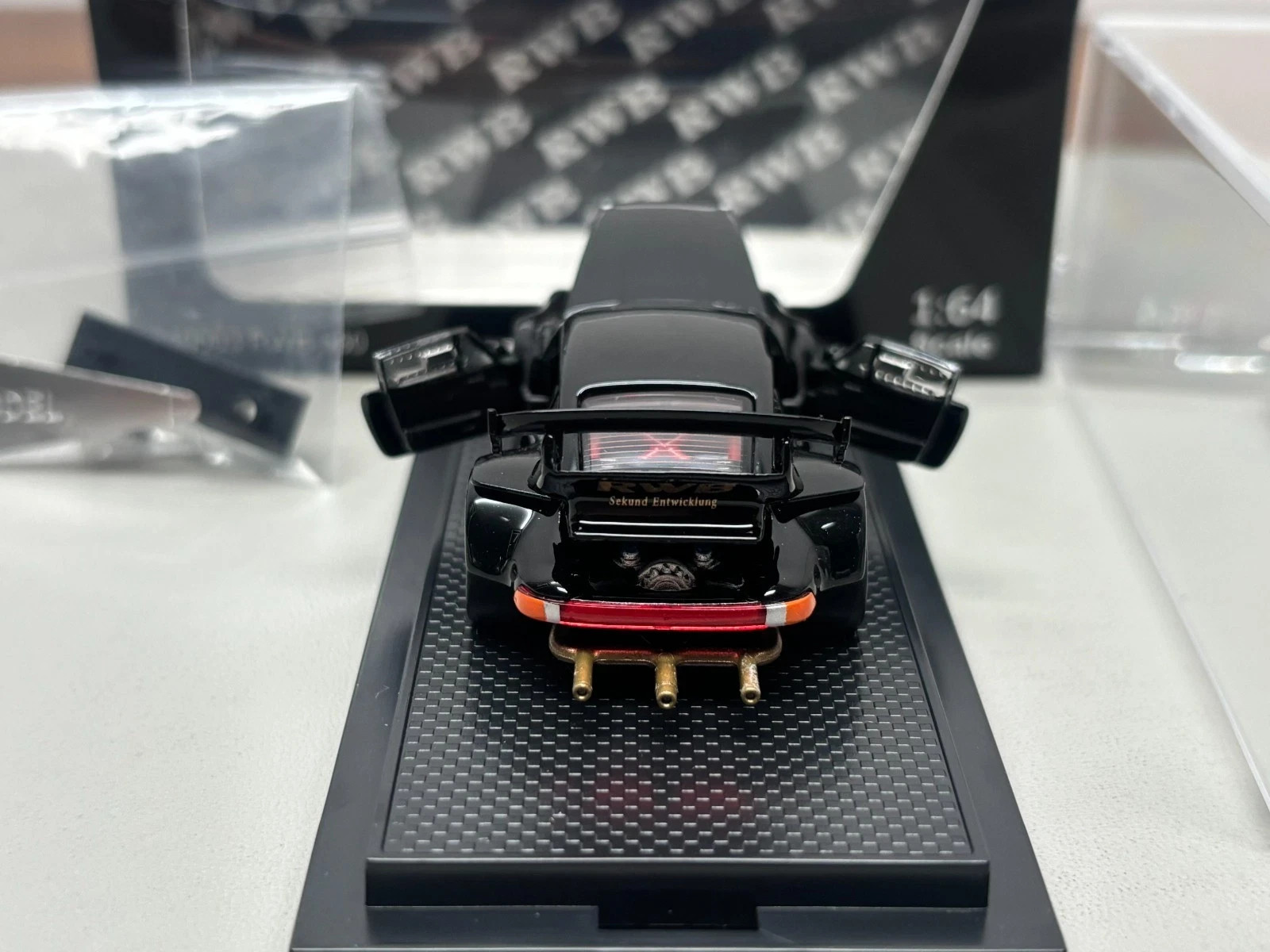 PORSCHE RWB 930 BLACK FULLY OPENING 1/64 DIECAST CAR BY FG MODEL AMAZING QUALITY