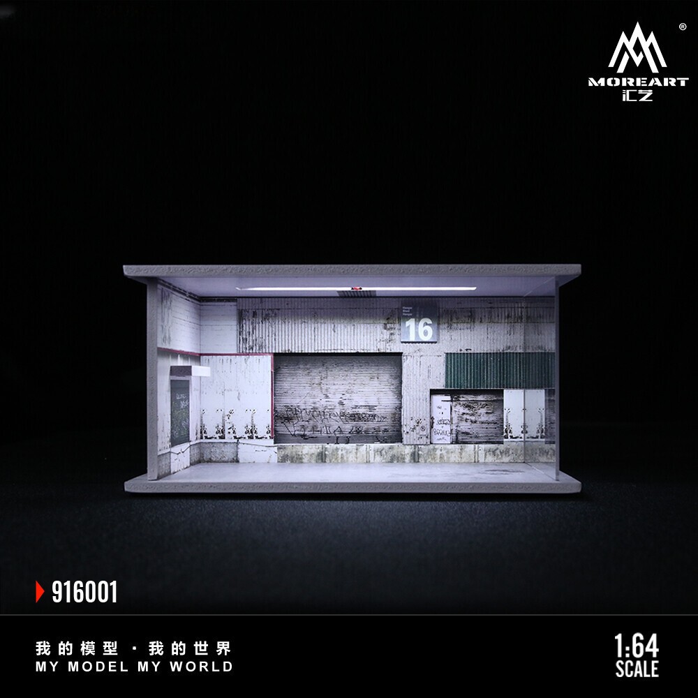 1/64 Garage Diorama Diecast Car Display Case LED Lighting Parking Lot Scene US