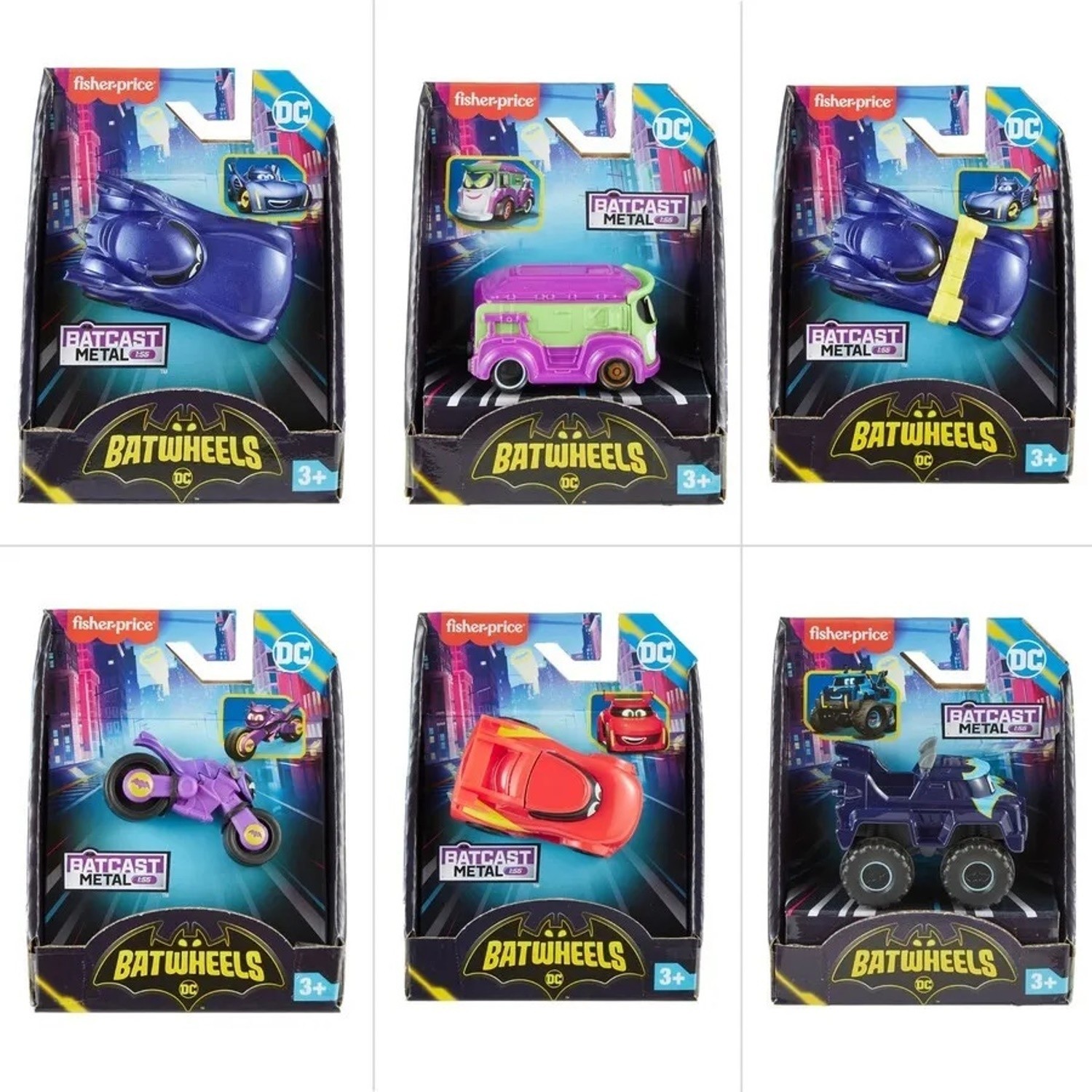 BATWHEELS BATCAST METAL 1:55 SCALE ASST. HML12 ASSORT FISHER-PRICE BATMAN TOY DC