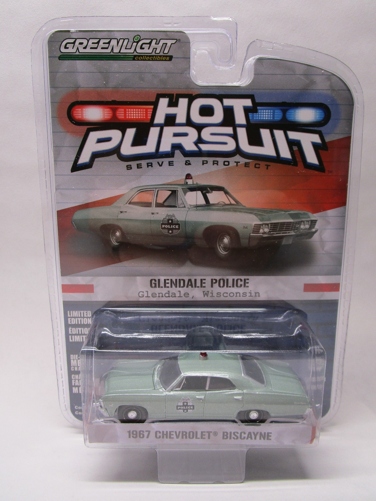 Greenlight Hot Pursuit Series 18 1:64 1967 Chevrolet Biscayne Glendale WI Police