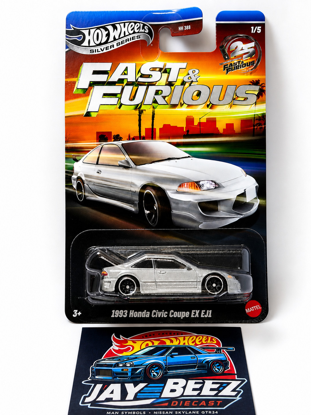 Hot Wheels Silver Series Fast & Furious NEW 1993 Honda Civic Coupe EX EJ1