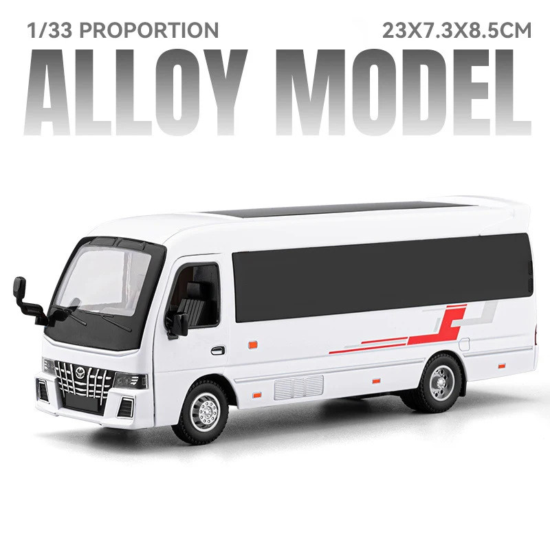 1:33 Toyota Coaster BUS Alloy Model Car Toy Diecasts Metal Casting Sound and Lig