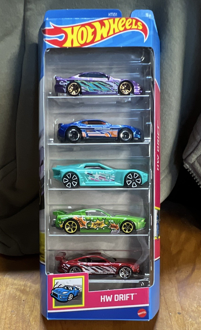 Hot Wheels HW Drift 5-Pack 1:64 Diecast Cars Multicolor Unopened Box