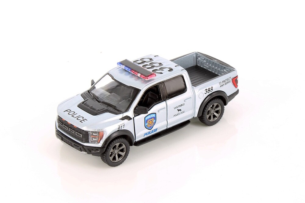 2 PC Kinsmart 2022 Ford F-150 Raptor Police/Fire 1:46 Diecast Toy Truck 5 inch