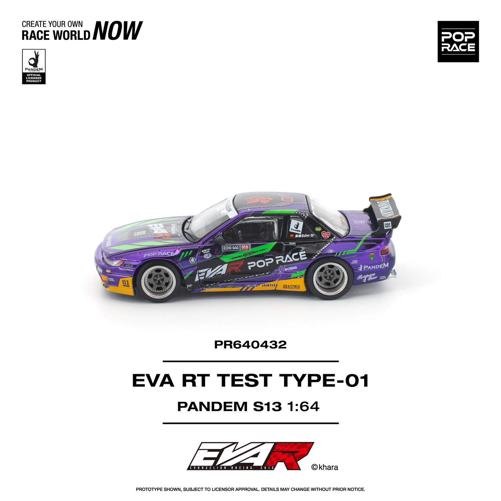 1:64 Nissan S13 Silvia PANDEM — Purple EVA RT TEST TYPE-01 — Pop Race