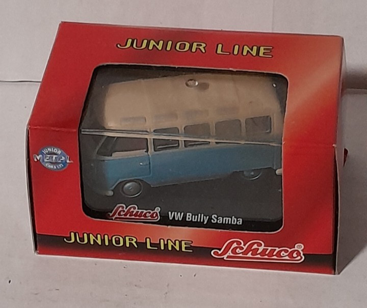 Schuco Junior Line 1/72nd Scale Light Blue and White VW Bully Samba