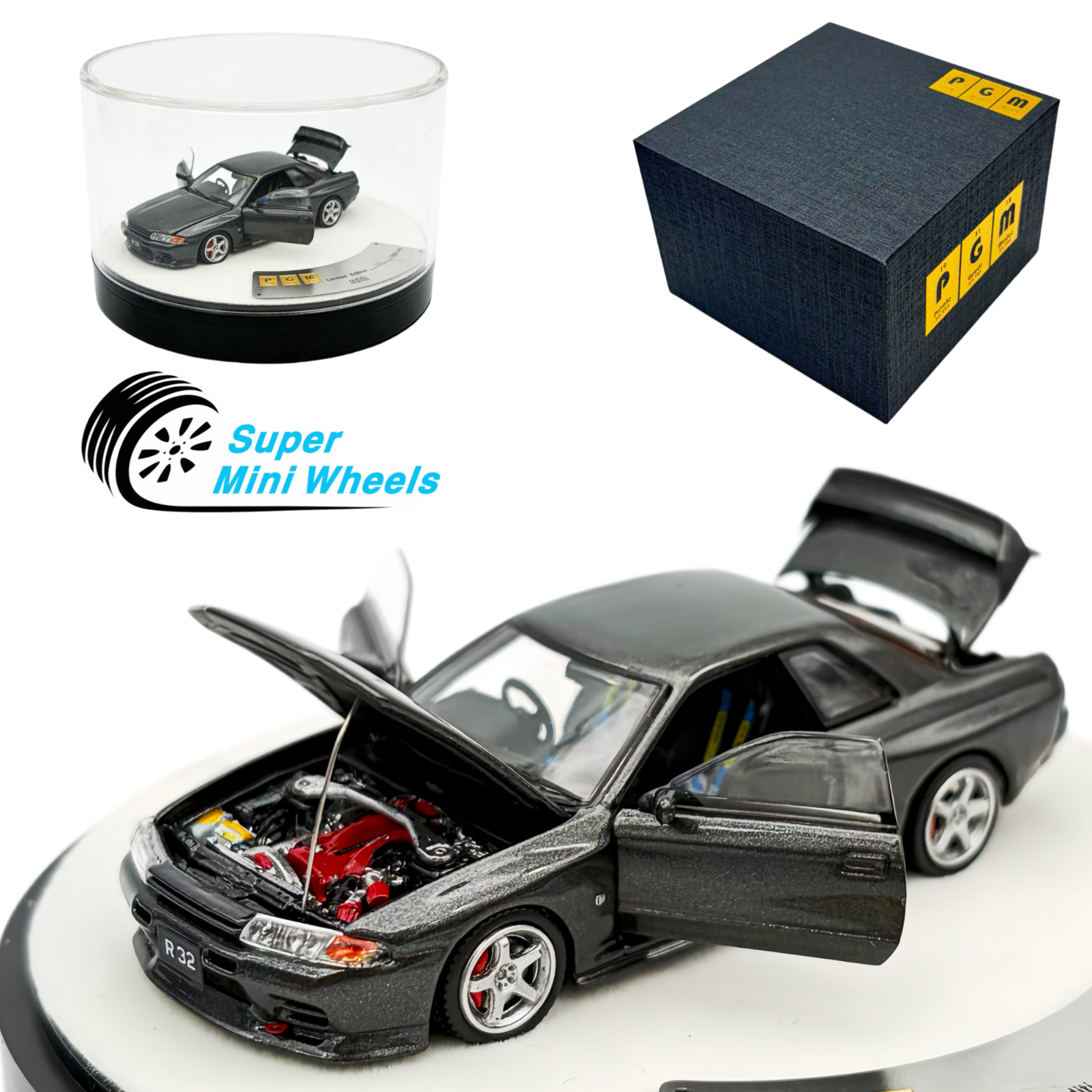 PGM 1:64 Nissan GTR R32 Gray – Diecast Model