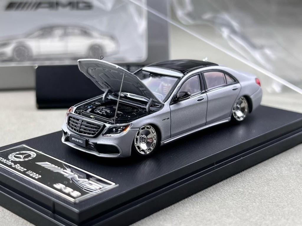 RM 1:64 Silver S63 W222 V12 VIP Luxury Sedan Sport Model Diecast Collect Car