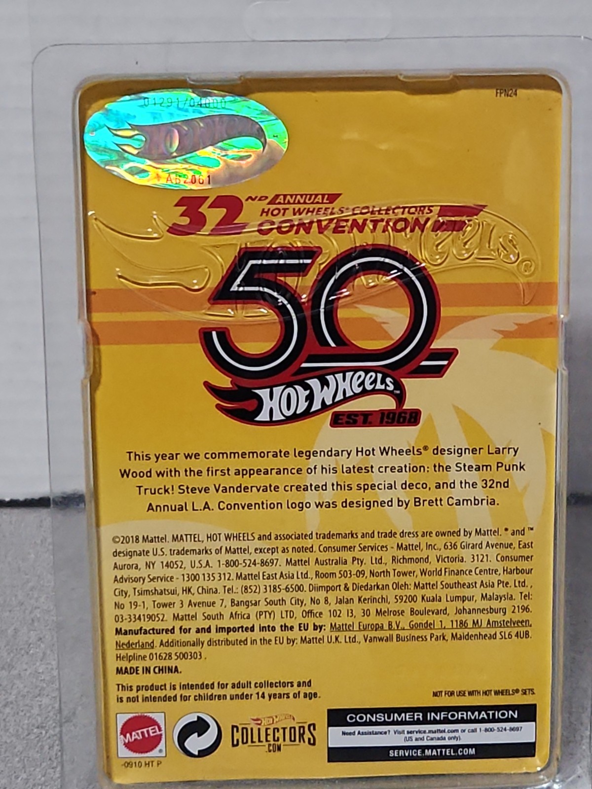 Hot Wheels 2018 BROWN STEAM PUNK TRUCK 32nd Convention Dinner Car W/PROTECTOR ☆