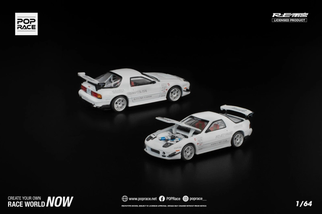 Pop Race Mazda RX7 FC3S RE-Amemiya White 640260 1/64