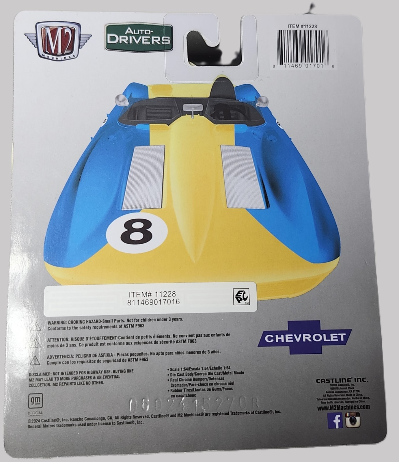 1959 Chevrolet Corvette XP-86 in Blue and Yellow : M2 Machines 1:64 : R116 24-44