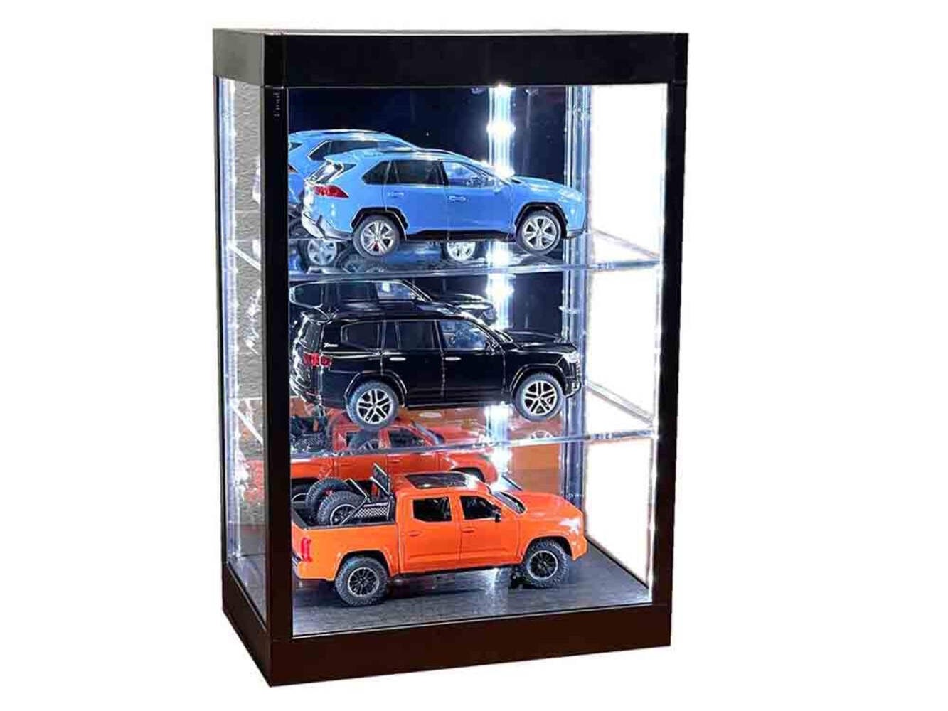 Showcase 3 Tier Display Case with Mirror Back Panel and LED Lights for 1/64-1/18