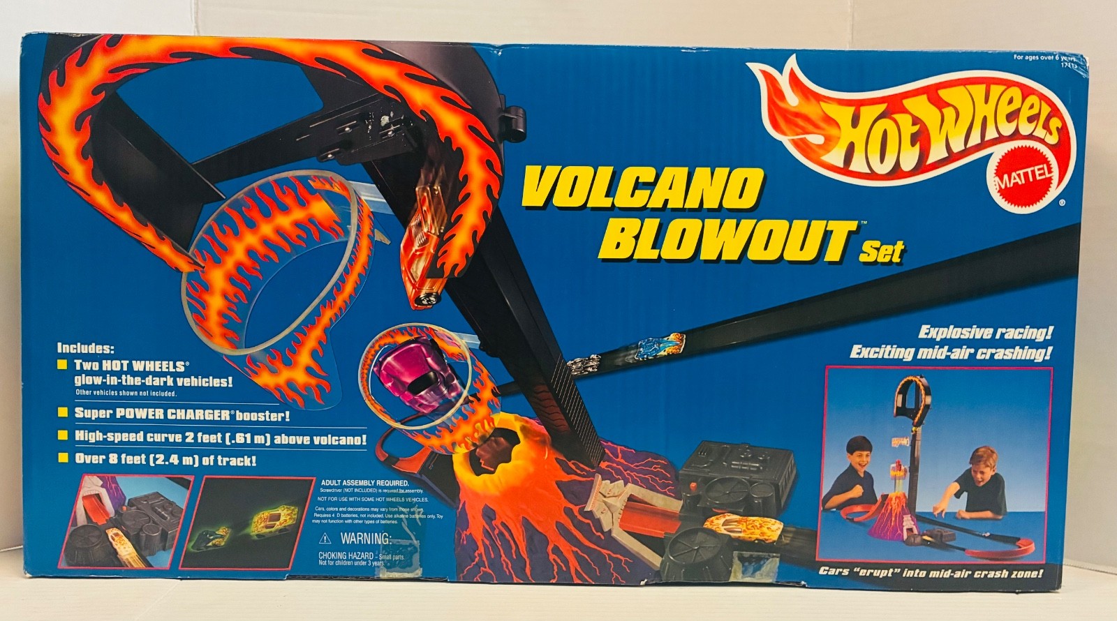 New 1997 Hot Wheels HTF Motorized Volcano Blowout Set Racing Track Unopened Box