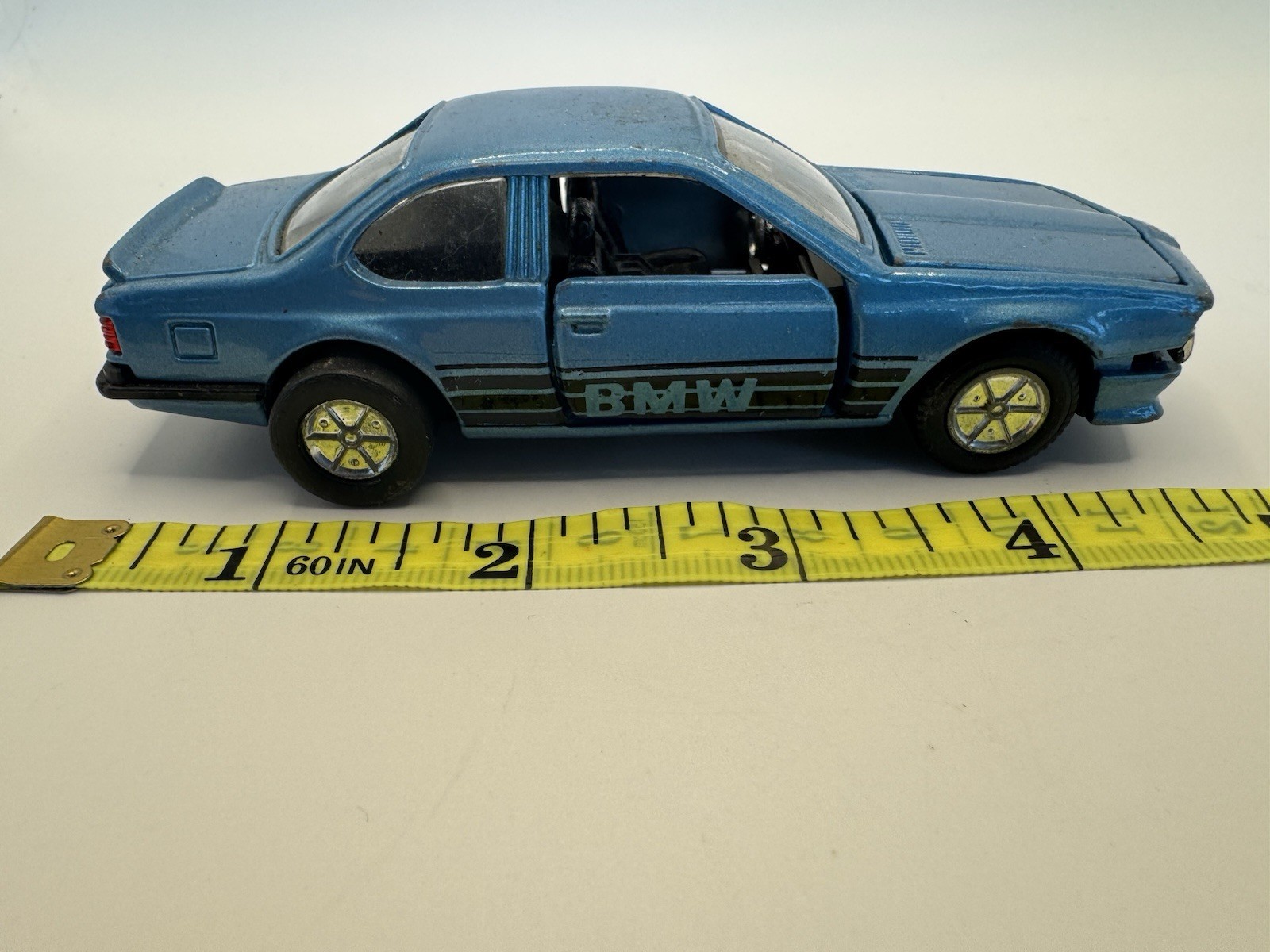 Vintage BMW 635CSi SS-907 Friction Diecast Car Blue Opening Doors Hood Hong Kong