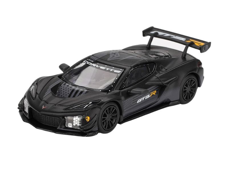 Chevrolet Corvette Z06 GT3.R Road America Test Car Black Mini GT 1:64 Model