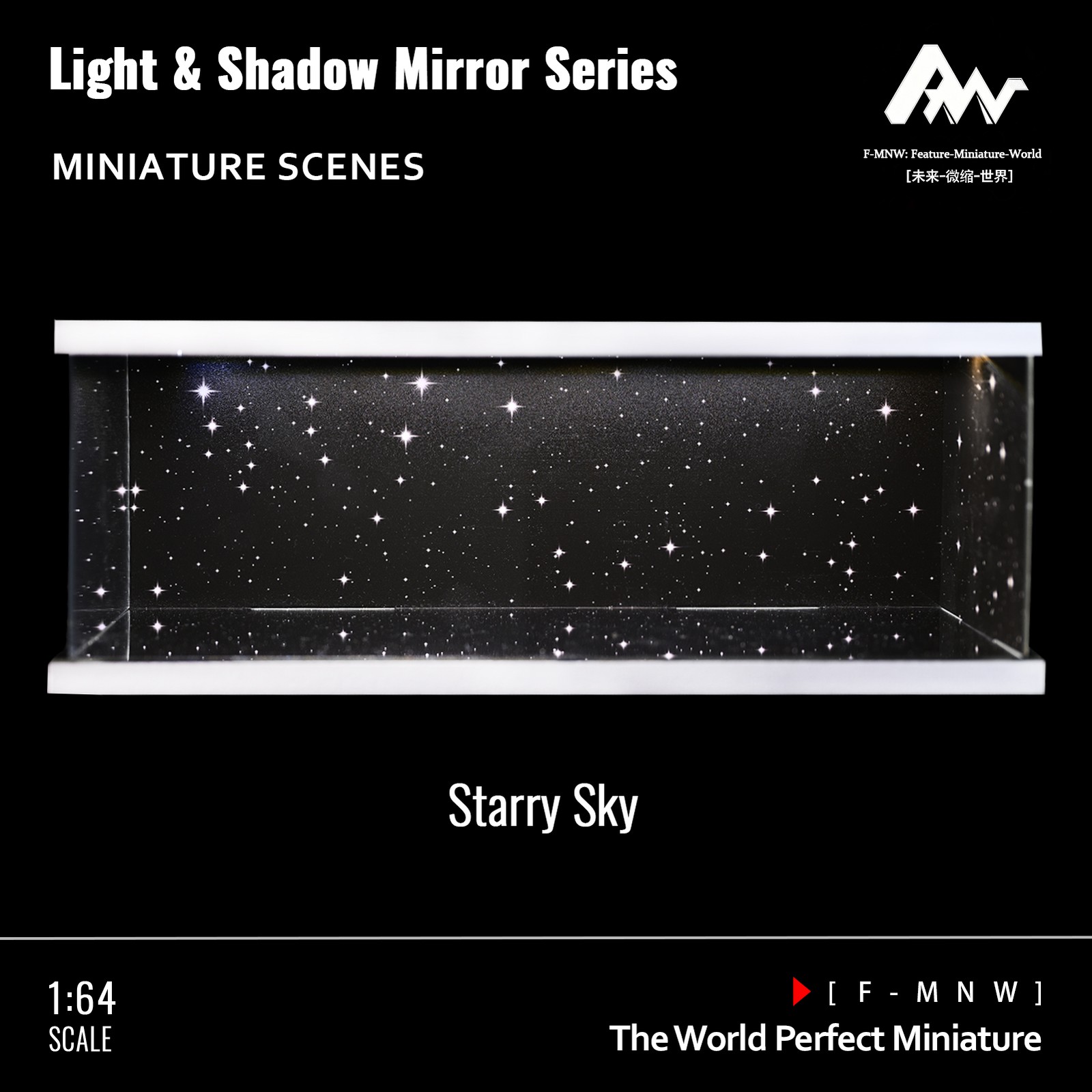1/64 Diorama Mirror Garage Model 3-Color LED Parking Lot Display Case Building