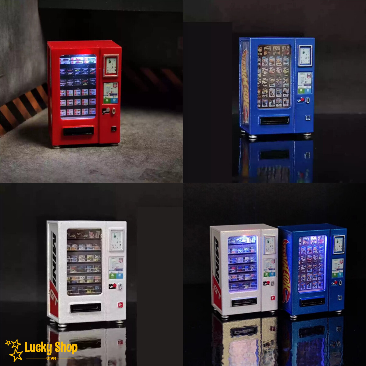 Diorama 1/64 Car Garage Vending Machine Model LED City Street Scene Display Prop