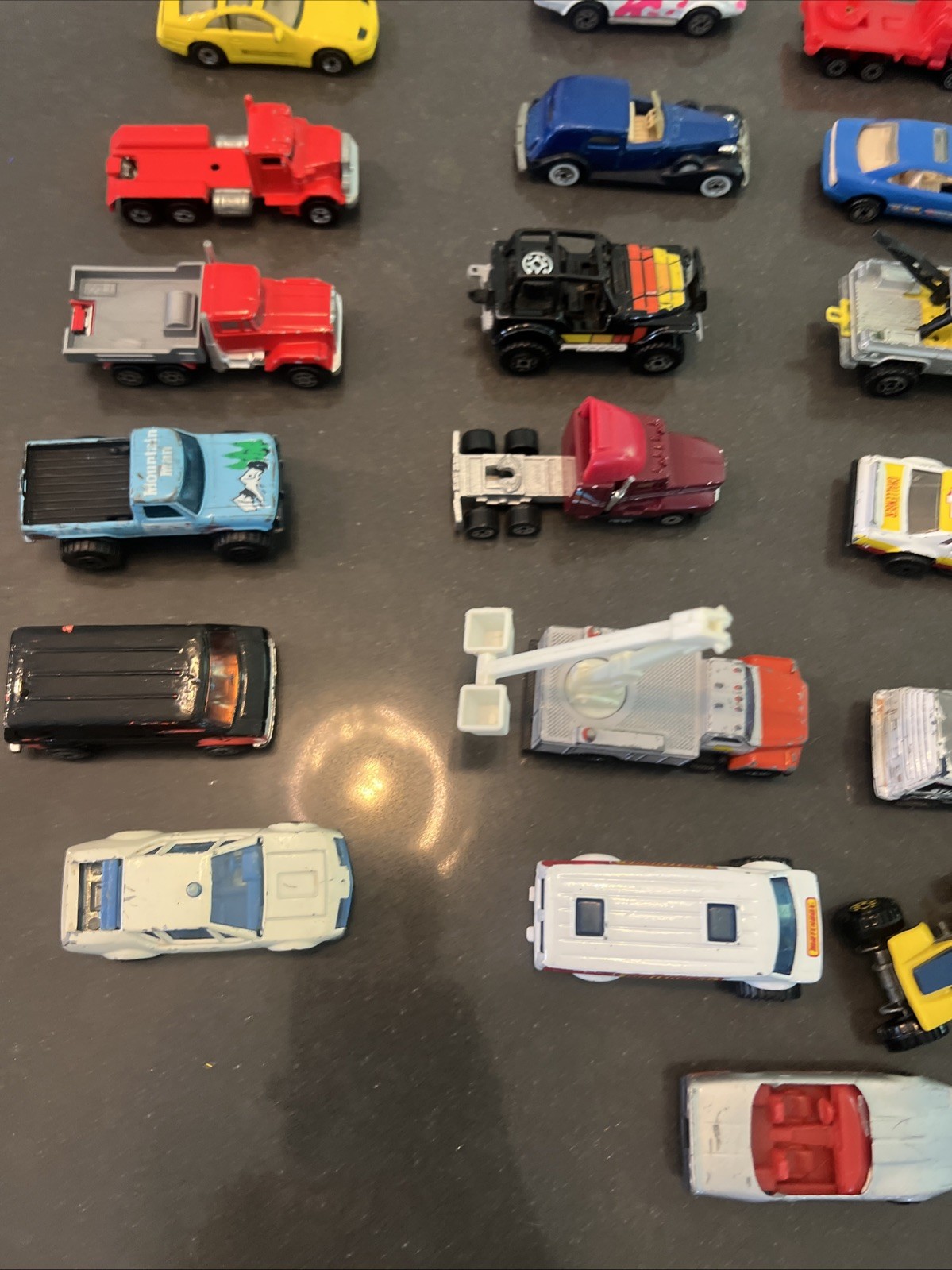 Lot Of 33 Diecast & Plastic Vintage Cars Trucks Mixed Brands See Description