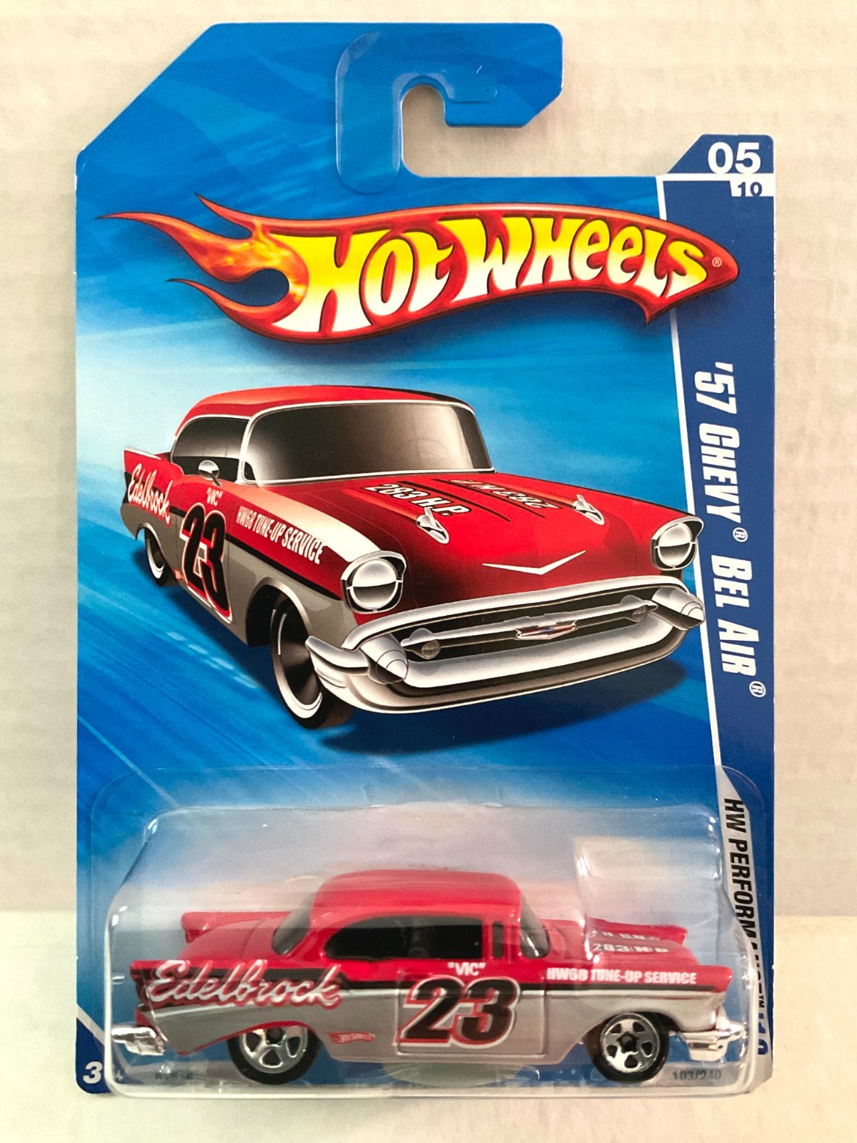 2010 Hot Wheels KMART EXCLUSIVE Color! 57 CHEVY BEL AIR Red & Silver – Edelbrock
