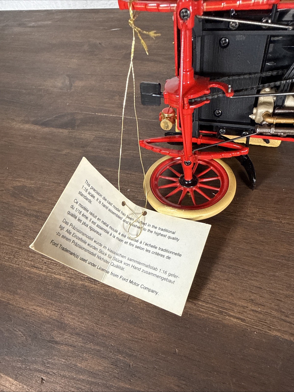 1903 Ford Model A Die Cast By Franklin Mint 1/16 Scale Red, No Box
